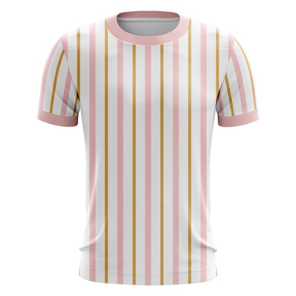 Gold and Pink Stripes Design Full Print Roundneck Shirt Thumbnail