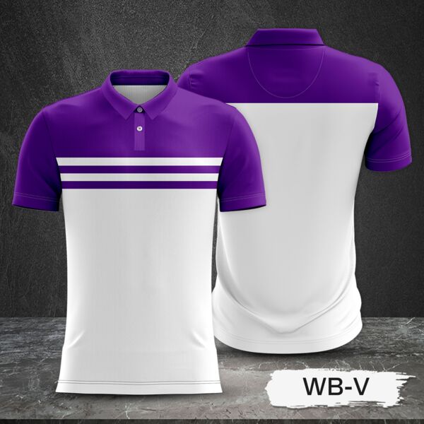 2 Color Combination with Colored Top and White Body Full Print Sublimation Polo Shirt Thumbnail
