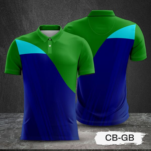 2 Color Combination with Textured Design Full Sublimation Polo Shirt Thumbnail